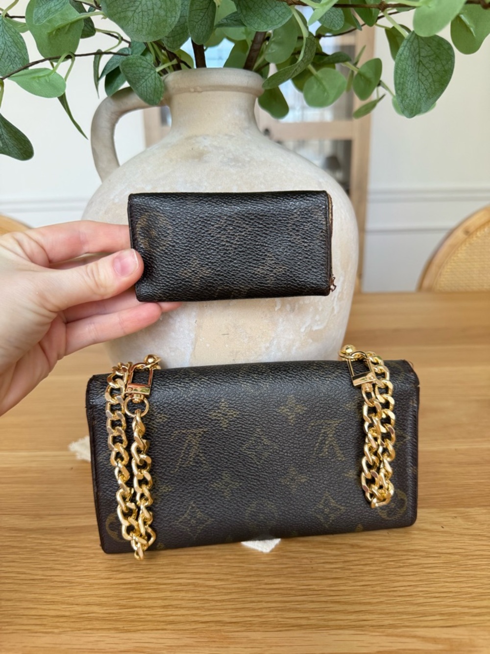 ✅AUTH✅SET OF LOUIS VUITTON WALLET ON A CHAIN+KEYHOLDER - Picture 4 of 16